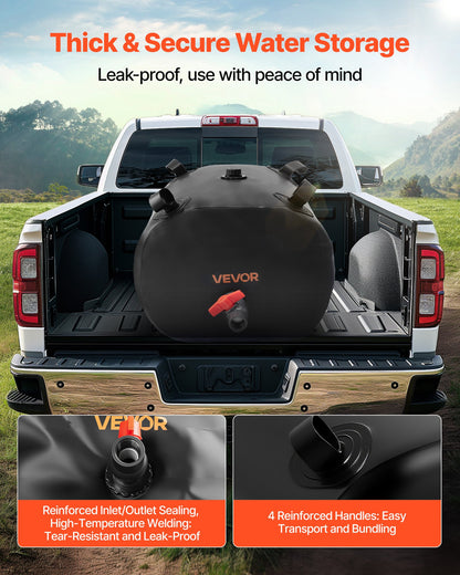 Wasserspeicherblase, 113 l, aus robustem, verdicktem 1000D PVC, faltbar und tragbar, ideal für Gartenbewässerung, Camping, Wohnmobile und Notfälle – Schwarz