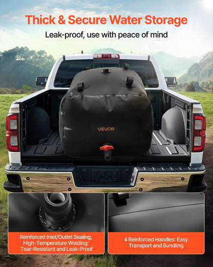 Wasserspeicherblase, 240 l Wasserbehälter, 1000D PVC, große, weiche Tasche, faltbar und tragbar für Gartenbewässerung, Camping, Wohnmobile und Notfälle – Schwarz