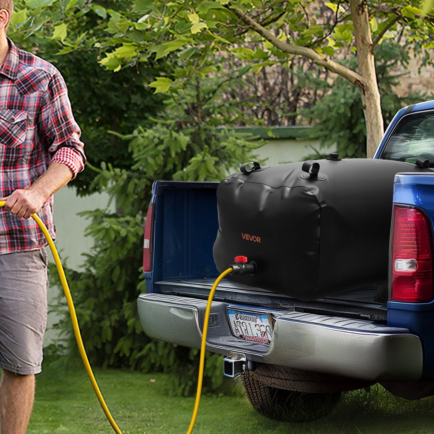 Wasserspeicherblase, 240 l Wasserbehälter, 1000D PVC, große, weiche Tasche, faltbar und tragbar für Gartenbewässerung, Camping, Wohnmobile und Notfälle – Schwarz