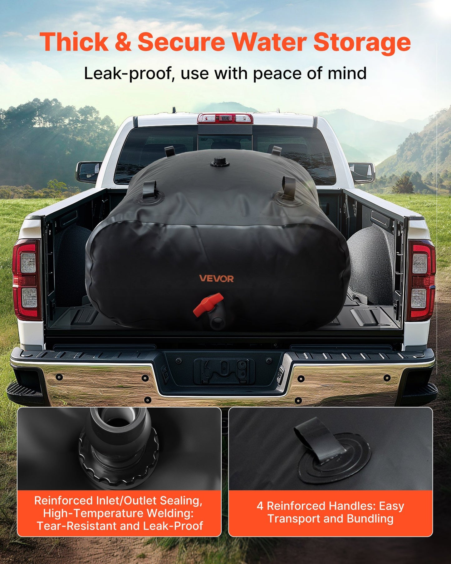 Wasserspeicherblase, 330 l Wasserbehälter, 1000D PVC, große, weiche Tasche, faltbar und tragbar für Gartenbewässerung, Camping, Wohnmobile und Notfälle – Schwarz