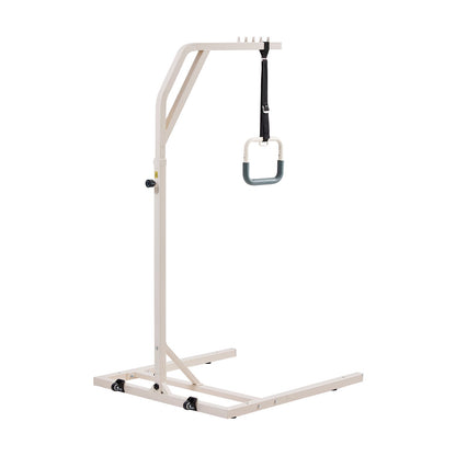 Trapeze Bar for Bed Mobility, Height-Adjustable Free Standing Trapeze Bar with 2 Wheels, 300LBS Capacity Bed Pull Up Assist for Elderly Disabled, Ideal for Hospital, Nursing Home & Home Care