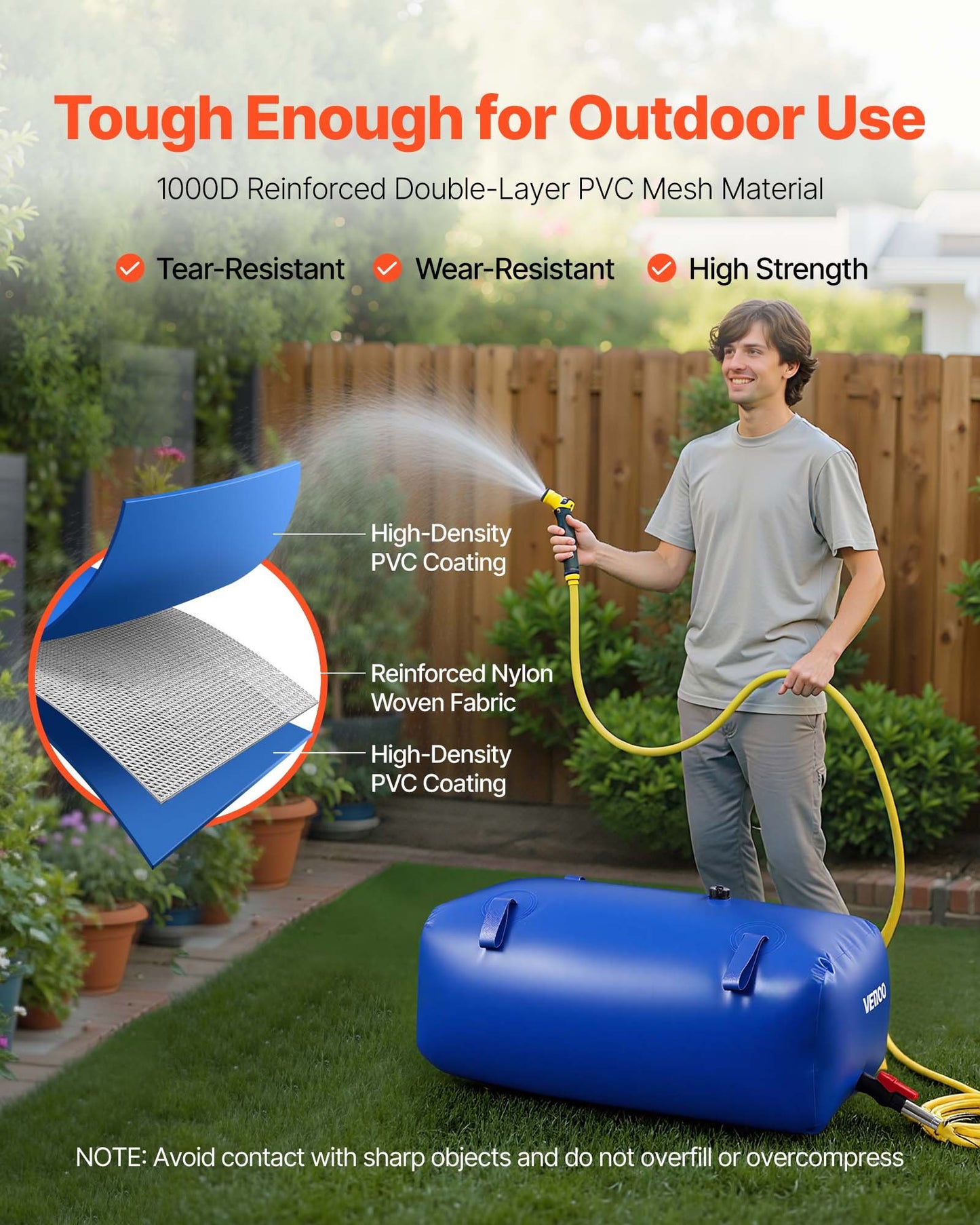 Water Storage Bladder 113L Large Capacity Water Bag, Portable & Collapsible Soft Waters Container, Leakproof & Tear-Resistant PVC Emergency Waters Storage Tank for RV Truck & Outdoor Use