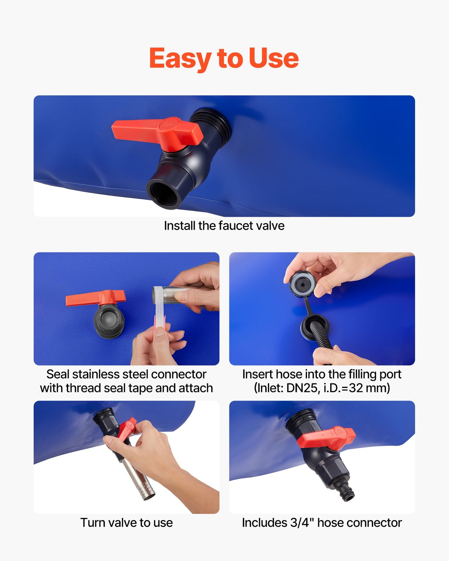 Wasserspeicherblase 400L, großer Fassungsvermögen, tragbarer und faltbarer Behälter für weiches Wasser, auslaufsicherer und reißfester PVC-Notwassertank für Wohnmobil, LKW und Outdoor-Aktivitäten