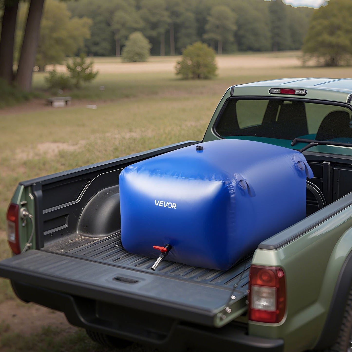 Wasserspeicherblase 400L, großer Fassungsvermögen, tragbarer und faltbarer Behälter für weiches Wasser, auslaufsicherer und reißfester PVC-Notwassertank für Wohnmobil, LKW und Outdoor-Aktivitäten