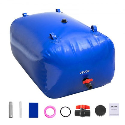 Wasserspeicherblase, 400 l Wasserbehälter, 1000D PVC, große Kapazität, faltbar und tragbar, für Gartenbewässerung, Camping, Wohnmobil, Brandschutz – Blau