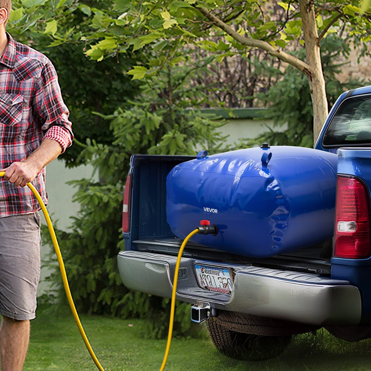 Wasserspeicherblase, 540 l, 1000D PVC, große, weiche Tasche, faltbar und tragbar, für Gartenbewässerung, Camping, Wohnmobil, Brandschutz – Blau