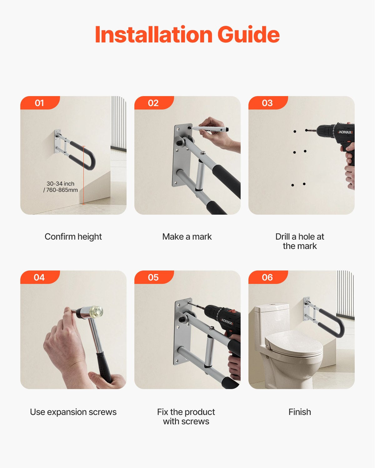 Zusammenklappbare Toilette, 23,8 Zoll, 300 Pfund, Lastkapazität, handlich