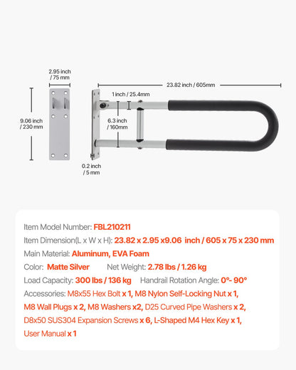Zusammenklappbare Toilette, 23,8 Zoll, 300 Pfund, Lastkapazität, handlich
