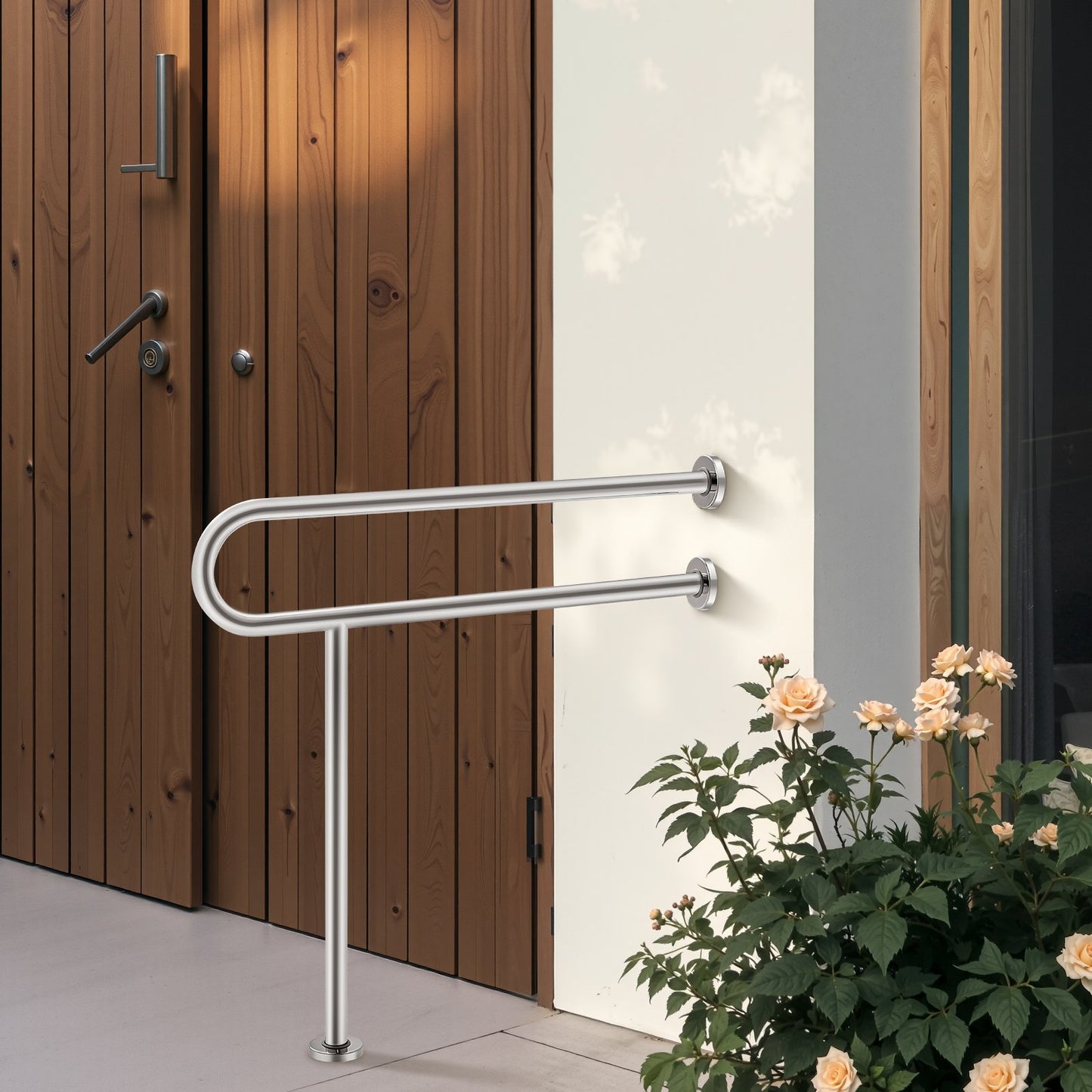 Toiletten-Haltegriff, 80 cm (31,5 Zoll) langer, U-förmiger Haltegriff für Menschen mit Behinderung, Sicherheitsstange aus Edelstahl 304 für Senioren, Toiletten-Haltegriff mit rutschfestem Griff, Tragkraft 136 kg (300 lbs) mit Stützfuß