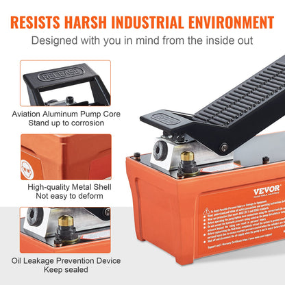 Air Hydraulic Pump, 6895 bar 1.9L Reservoir, NPT 10mm Oil Outlet, NPT 6.4mm Inlet, 2m Pipe, Foot Actuated Hydraulic Pump Air Treadle for Auto Body Frame Machines and Pulling Post, Orange