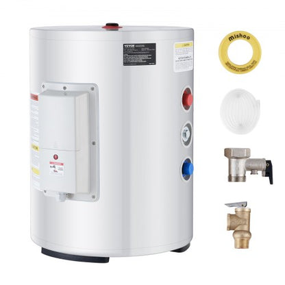 Electric Water Heater, 10 Gallon Tank Instant Hot Water Heater, 1.6Kw Tankless Water Heater w/ LED Display,Knob Control, IPX4 Waterproof Side Connection On Demand Heaters for Shower, Bath