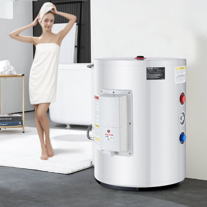 Electric Water Heater, 10 Gallon Tank Instant Hot Water Heater, 1.6Kw Tankless Water Heater w/ LED Display,Knob Control, IPX4 Waterproof Side Connection On Demand Heaters for Shower, Bath