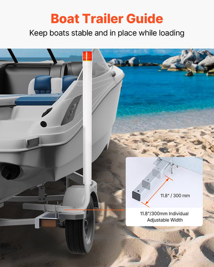 Boat Trailer Guide, 1524mm with LED Light Trailer Guide Poles, 2PCS High-Hardness Steel Trailer Guide-Ons, Trailer Guides with PVC Pipes, for Ski Boat, Fishing Boat or Sailboat Trailer