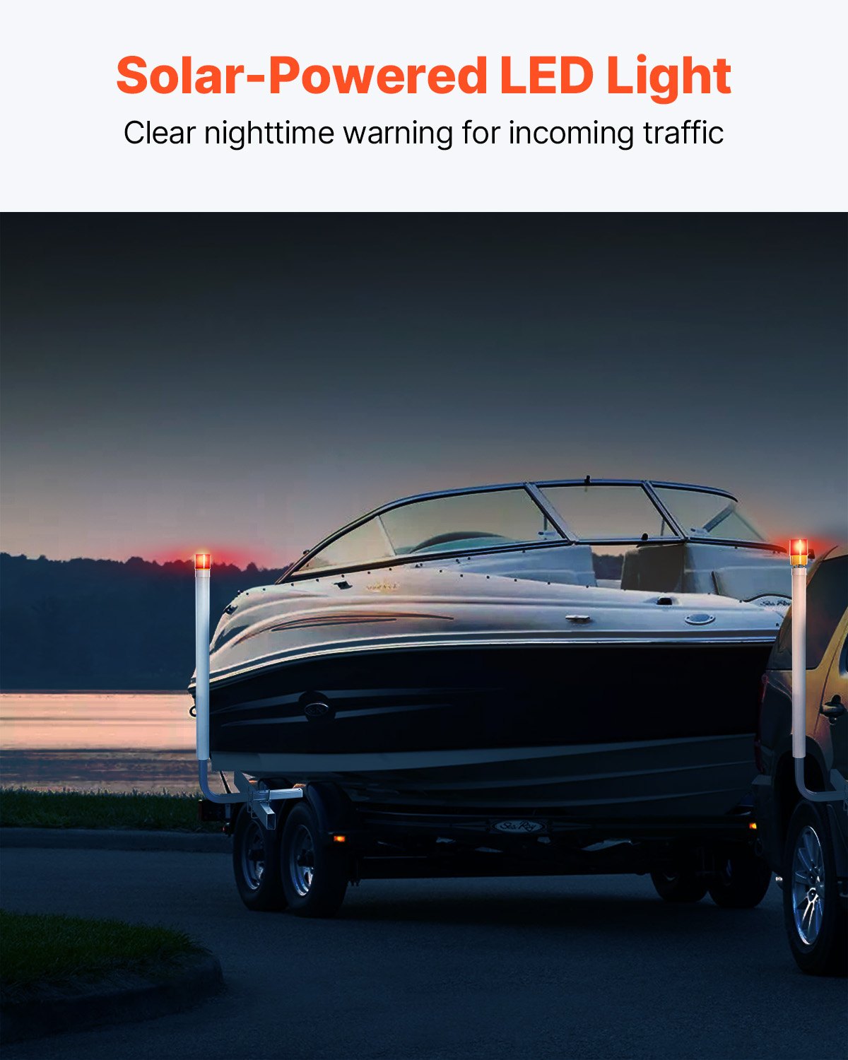 Boat Trailer Guide, 1524mm with LED Light Trailer Guide Poles, 2PCS High-Hardness Steel Trailer Guide-Ons, Trailer Guides with PVC Pipes, for Ski Boat, Fishing Boat or Sailboat Trailer