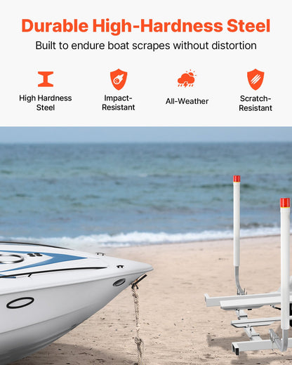 Boat Trailer Guide, 1524mm with LED Light Trailer Guide Poles, 2PCS High-Hardness Steel Trailer Guide-Ons, Trailer Guides with PVC Pipes, for Ski Boat, Fishing Boat or Sailboat Trailer