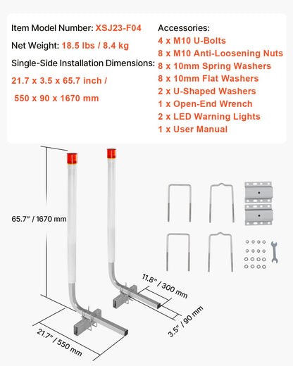 Boat Trailer Guide, 1524mm with LED Light Trailer Guide Poles, 2PCS High-Hardness Steel Trailer Guide-Ons, Trailer Guides with PVC Pipes, for Ski Boat, Fishing Boat or Sailboat Trailer