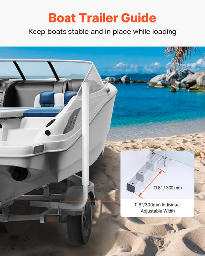 Boat Trailer Guide, 1524mm Adjustable Design Trailer Guide Poles, 2PCS High-Hardness Steel Trailer Guide ons, Trailer Guides with PVC Pipes, for Ski Boat, Fishing Boat or Sailboat Trailer