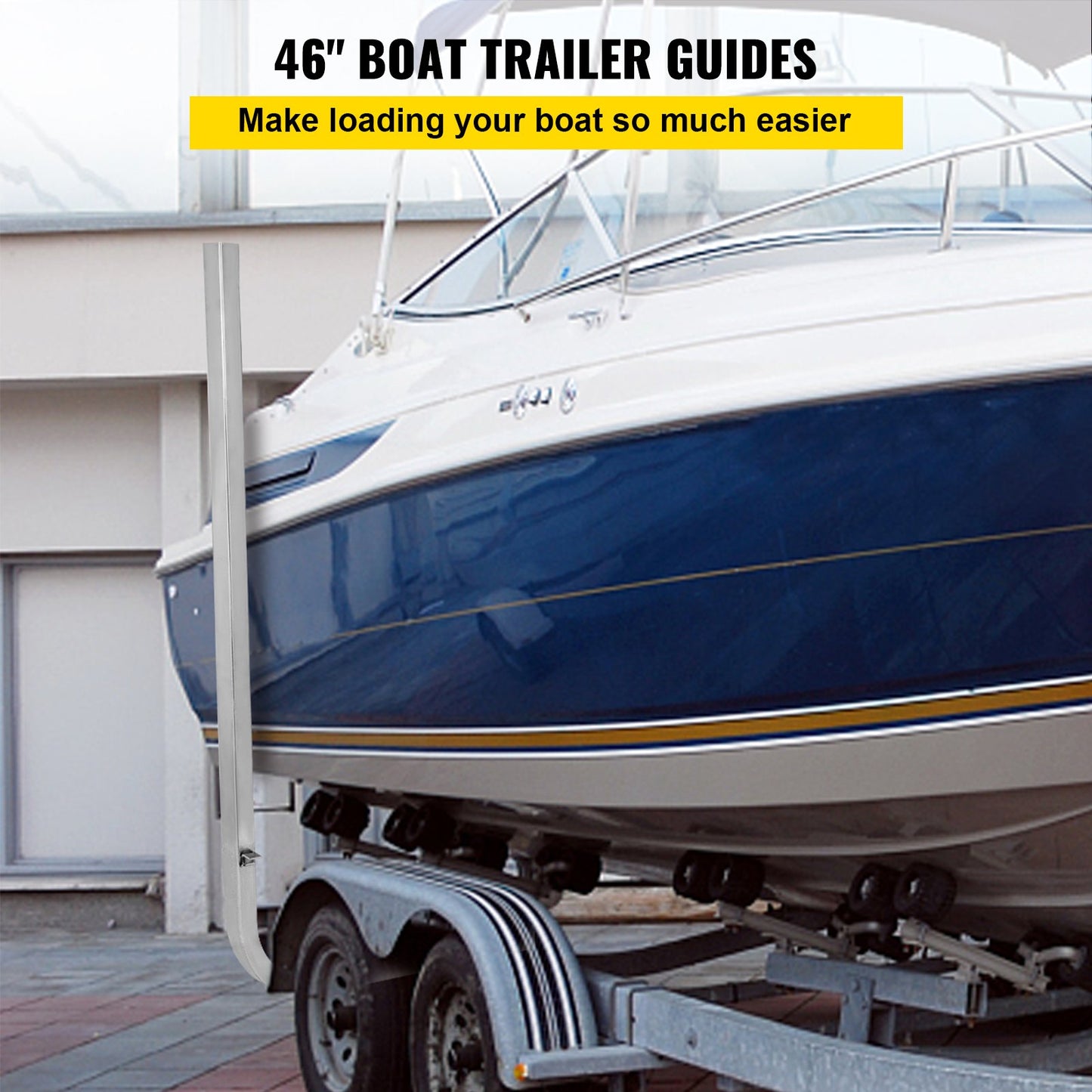 Boat Trailer Guide-ons, 46\", One Pair Aluminum Trailer Guide ons, Rust-Resistant Trailer Guides with Adjustable Width, Mounting Parts Included, for Ski Boat, Fishing Boat or Sailboat Trailer