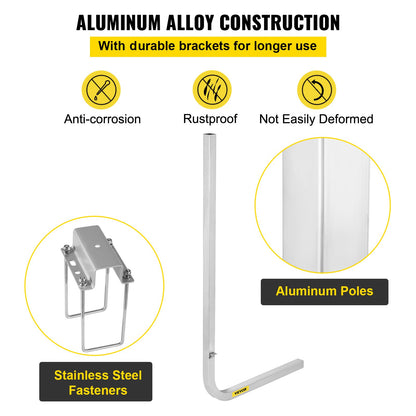 Boat Trailer Guide-ons, 46\", One Pair Aluminum Trailer Guide ons, Rust-Resistant Trailer Guides with Adjustable Width, Mounting Parts Included, for Ski Boat, Fishing Boat or Sailboat Trailer