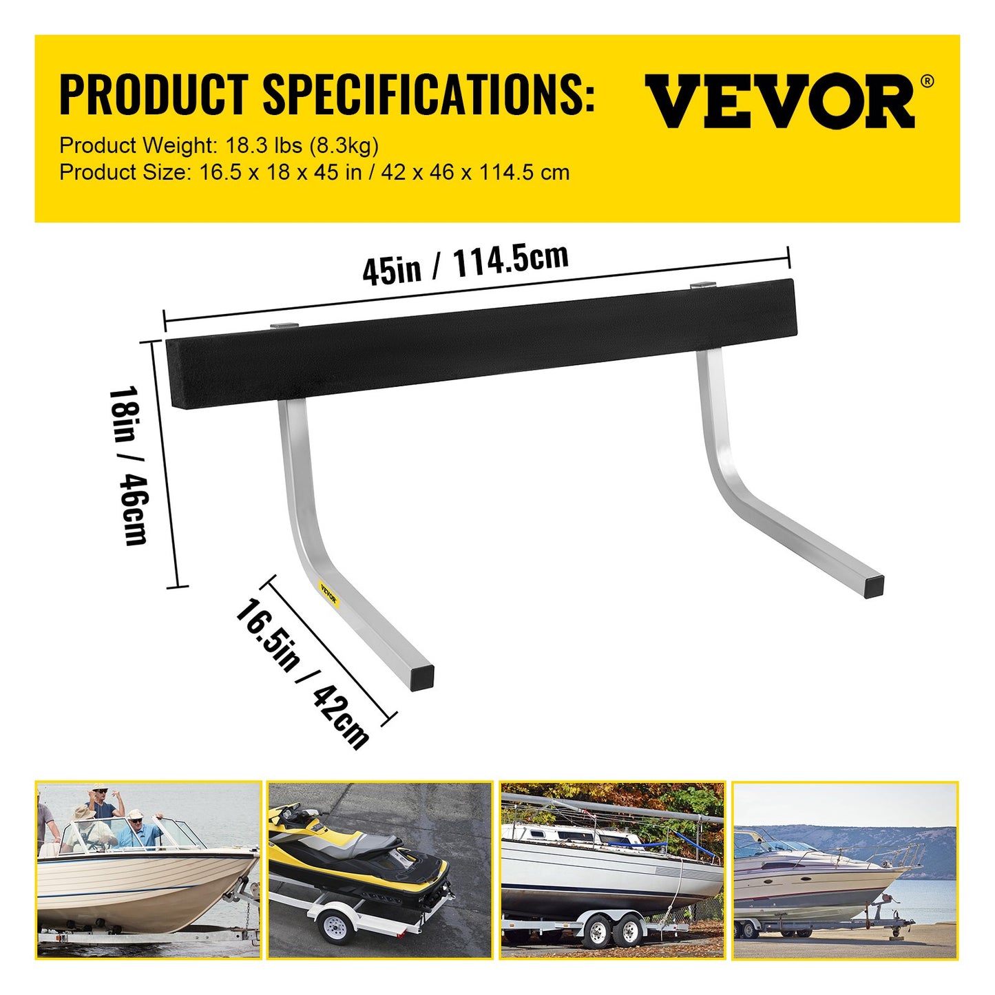 Boat Trailer Guide-on 45" π-shape Trailer Guide on w/Carpet-padded Boards