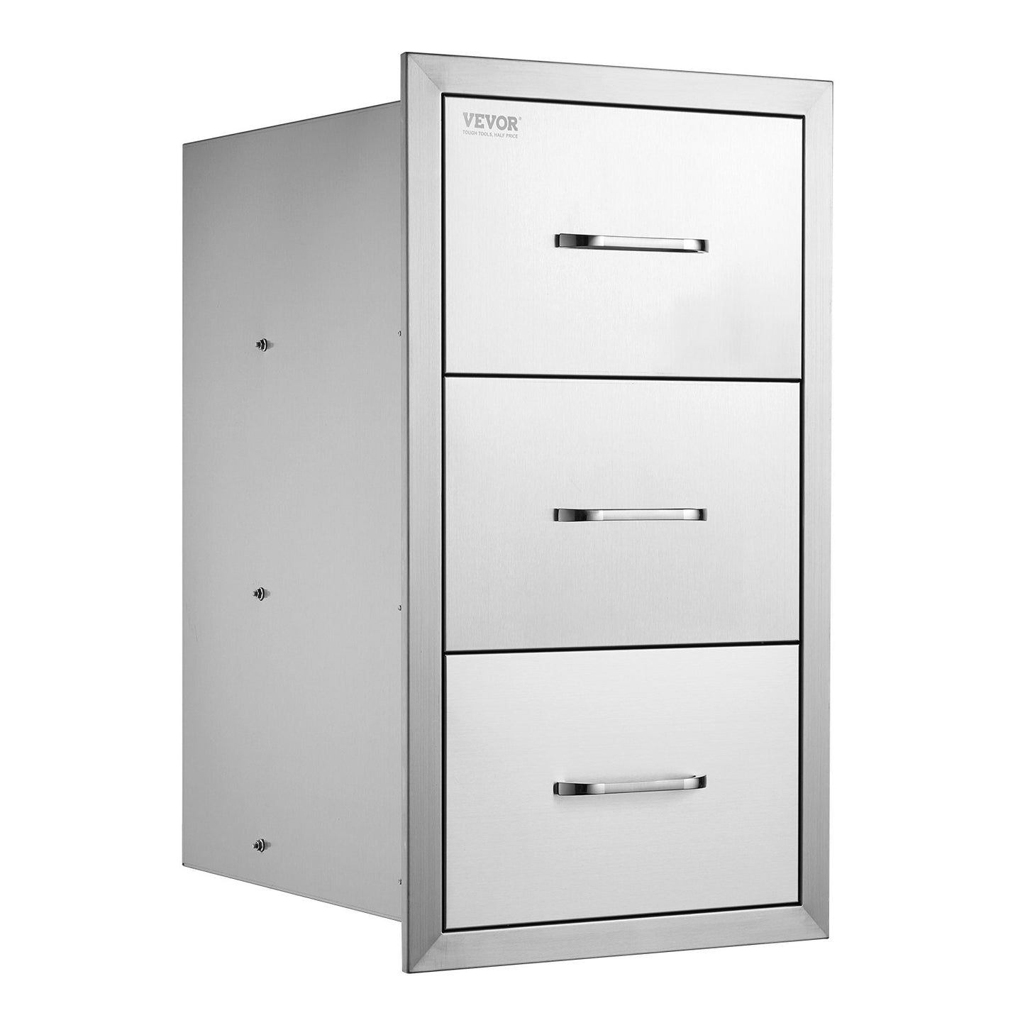 Schubladen für die Außenküche, 40,6 cm B x 72,4 cm H x 52,1 cm T, flächenbündig eingebaute, dreifach zugängliche Grillschubladen aus Edelstahl mit Griff, Grillinsel-Schubladen für Außenküchen oder Terrassengrillstationen