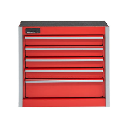 Metal Tool Box, 8.6-inch, Portable Metal Tool Box with 5 Drawers, Small Tool Chest with EVA Liners and PP Feet Pads, Heavy-Duty Steel With Ball Bearing Opening and Powder Coated Finish, Red