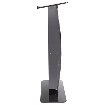 Acrylic Podium, 119 cm Tall, Acrylic Podium Stand with Wide Reading Surface & Storage Shelf, Floor-standing Clear Pulpits Acrylic for Church Office School, Black