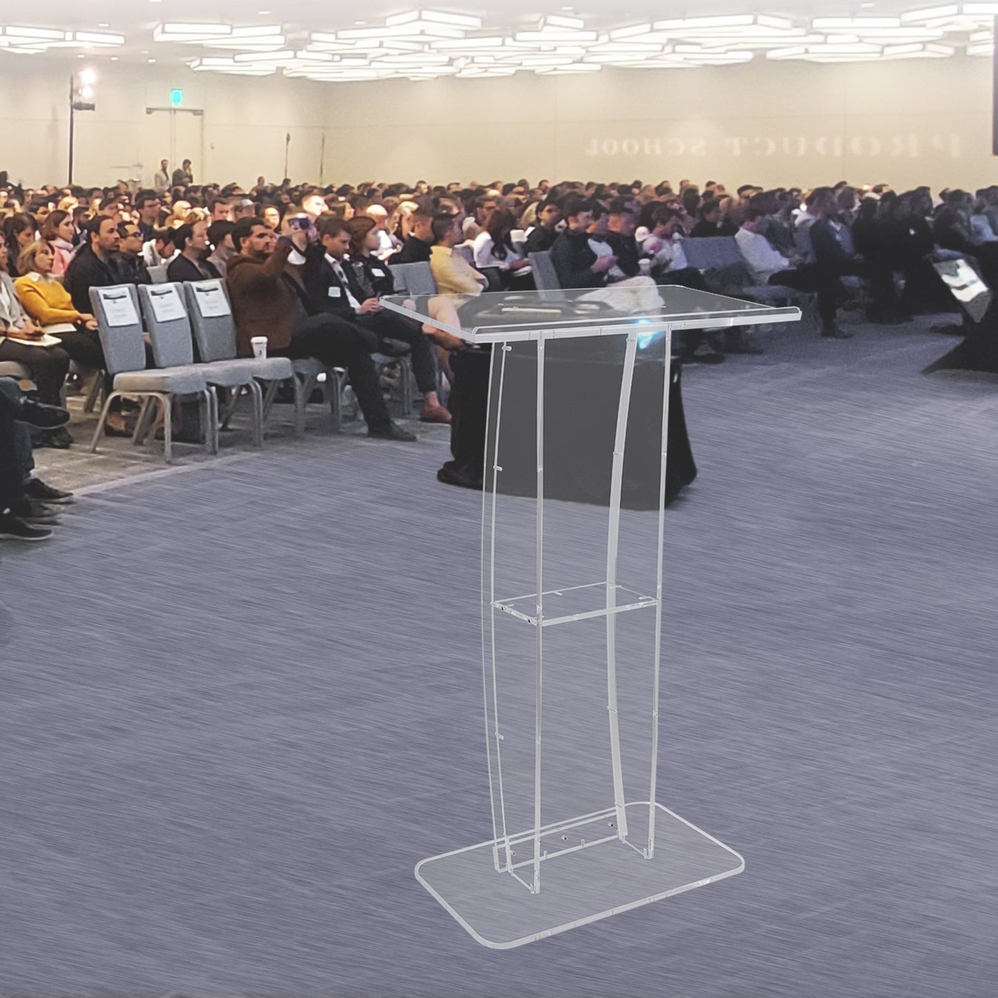 Acryl-Rednerpult, 119 cm hoch, transparentes Acryl-Rednerpult mit breiter Lesefläche und Ablagefläche, freistehendes, transparentes Acryl-Rednerpult für Kirche, Büro, Schule