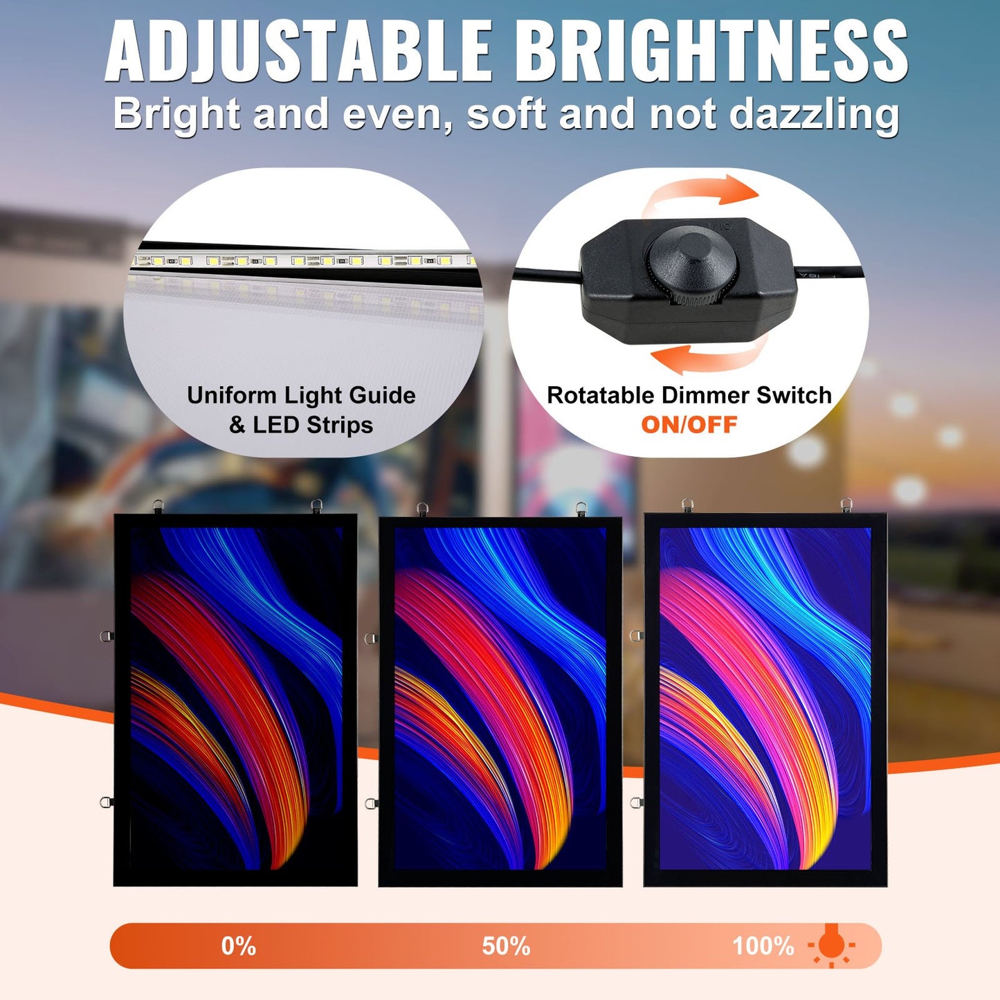 LED Poster Frame in Black, 16 x 24 Inch Picture Frame, Sidewalk Sign for Advertising Displays, Aluminum Picture Frame with LED Backlit Light Box, Horizontal and Vertical Formats for Wall, Single