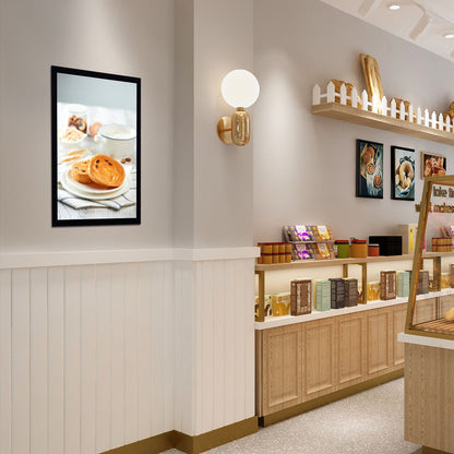 LED Poster Frame in Black, 16 x 24 Inch Picture Frame, Sidewalk Sign for Advertising Displays, Aluminum Picture Frame with LED Backlit Light Box, Horizontal and Vertical Formats for Wall, Single