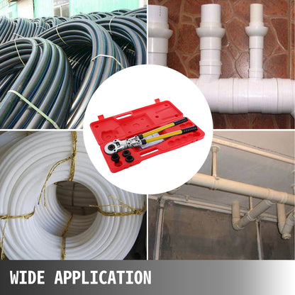 Rohrpresszangen-Set mit 6-teiligem Werkzeug, PEX-Presszange ø16 - 32 mm für Verbundrohre, PEX-Al-PEX-Aluminium-Verbundrohre