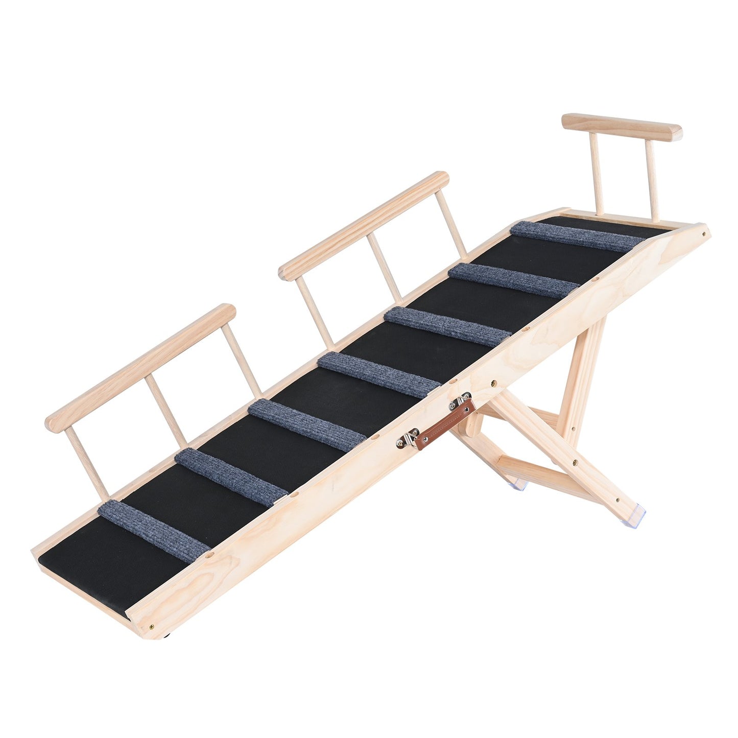 Dog Ramp, Folding Pet Ramp for Bed, Adjustable Dog Ramp for Small, Large, Old Dogs & Cats, Wooden Pet Ramp with 120 cm Long Ramp, Adjustable from 35 cm to 70 cm, Suitable for Couch, Sofa, Car