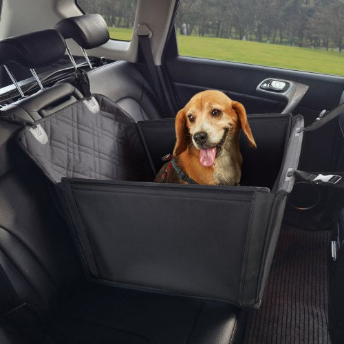 Dog Car Seat, Waterproof Dog Booster Seat for Car with Support Frame, Pet Car Seat with Clip-On Safety Leash, Dog Car Bed for Small, Medium and Large Dog up to 40 lbs, Black