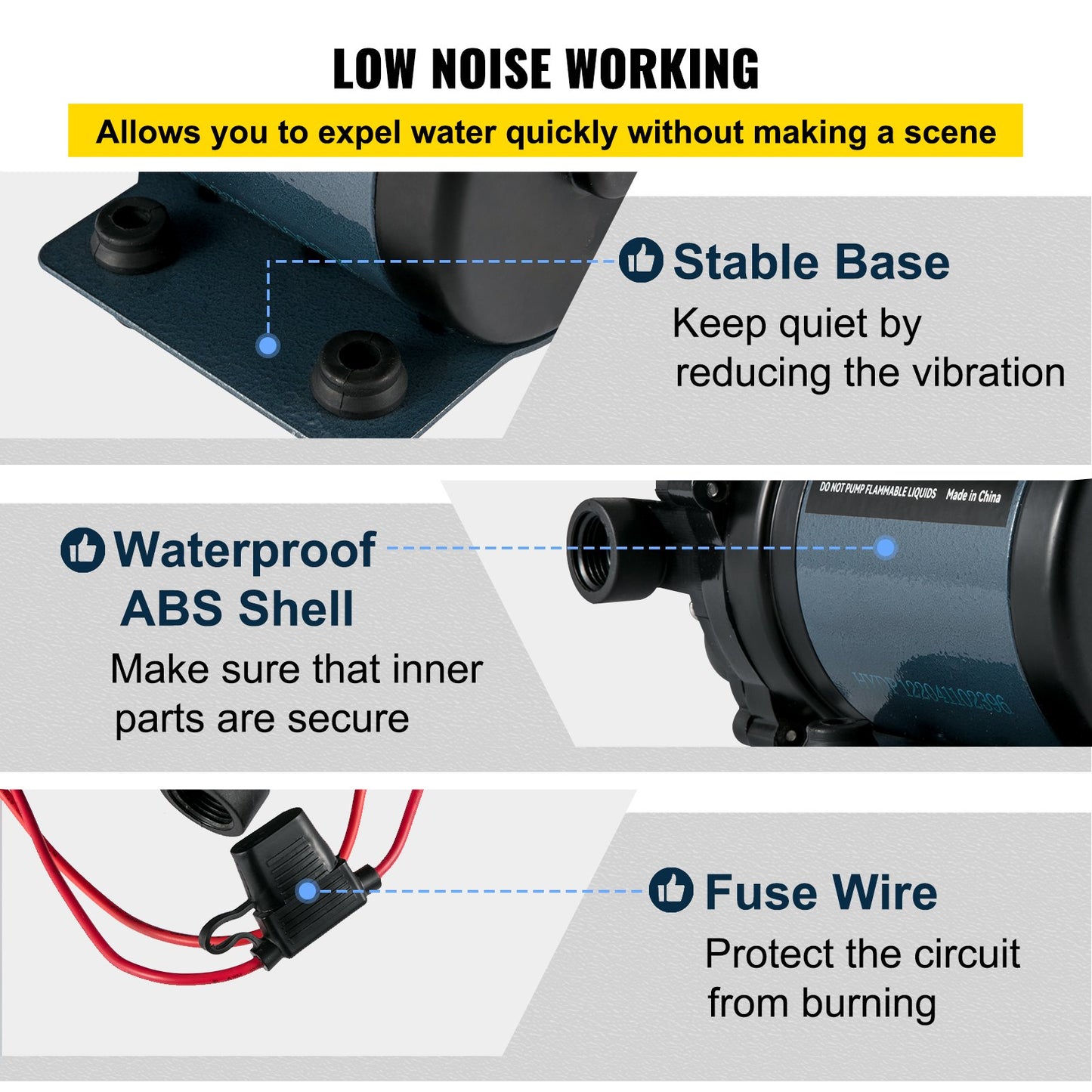Deckwaschpumpe, 12 V DC, 26 l/min (7 GPM), 4 bar (60 PSI), max. 3 m Förderhöhe, selbstansaugend, mit EPDM-Ventil, universellem Salzwasserfilter und Innen-/Außengewinde, für Wohnmobile, Bootsdecks und Yachten