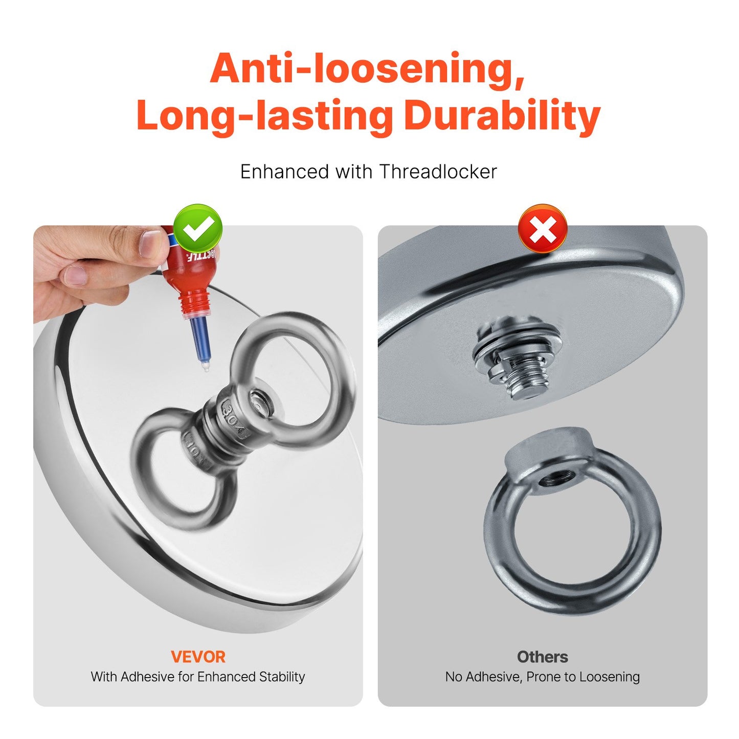 Magnet Fishing Kit, 1300 LBS/590 Kg Single-Sided Pulling Force Strong Magnet Fishing Kit, Rare Earth Neodymium Magnetic Fishing Kit Includes Grappling Hook, Heavy Duty Rope, Gloves and Eyebolt