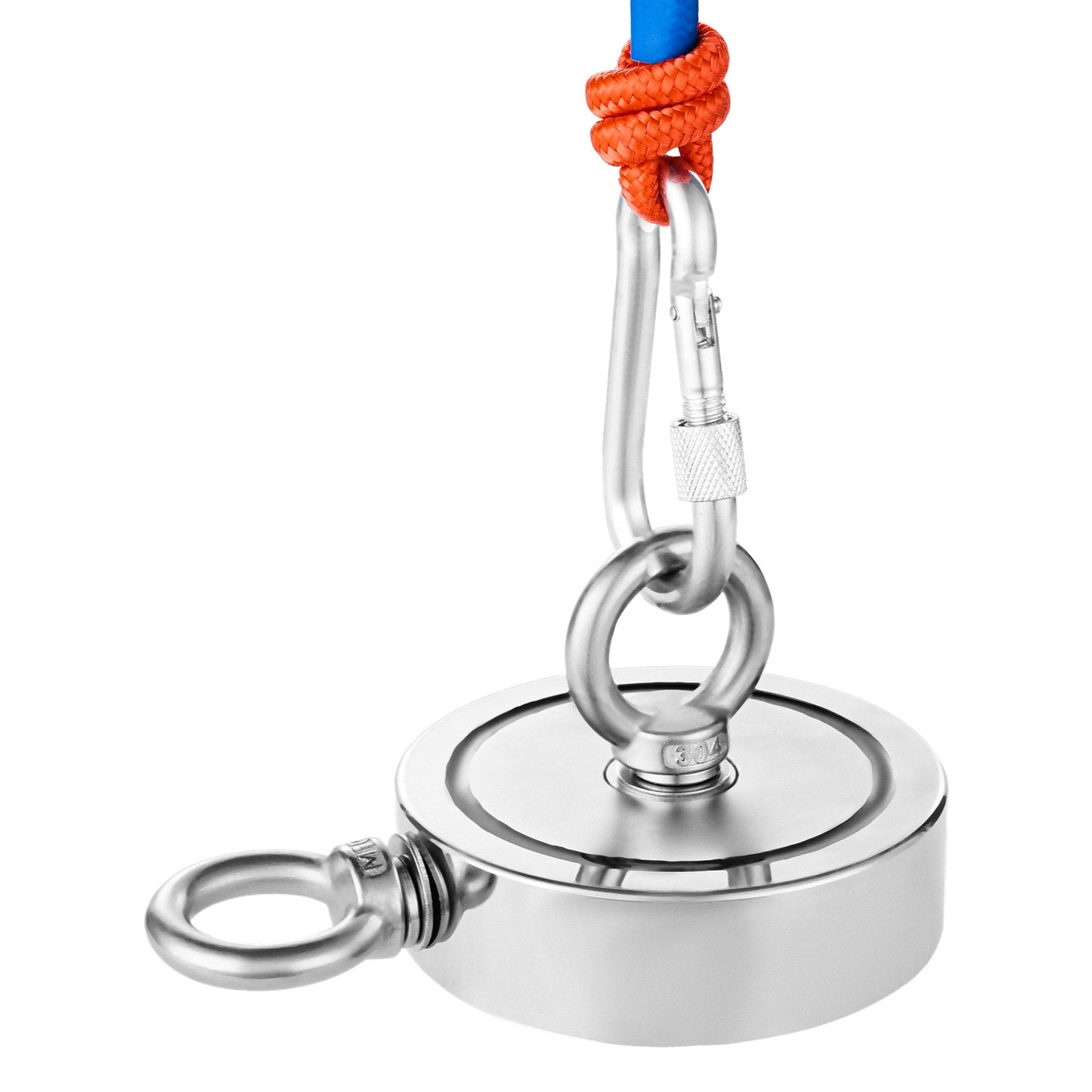 Magnet Fishing Kit, 1400 LBS/635 Kg Double-Sided Pulling Force Magnet Fishing Kit, Rare Earth Neodymium Magnetic Fishing Kit Includes Grappling Hook, Heavy Duty Rope, Gloves, Eyebolt, Carry Case