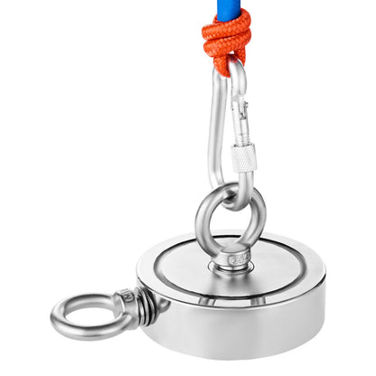 Magnet Fishing Kit, 1400 LBS/635 Kg Double-Sided Pulling Force Magnet Fishing Kit, Rare Earth Neodymium Magnetic Fishing Kit Includes Grappling Hook, Heavy Duty Rope, Gloves, Eyebolt, Carry Case