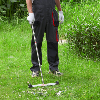 Magnetkehrer (38 cm) mit Rädern, 3,6 kg Tragkraft, mit ausziehbarem Magnetaufsatz, verstellbarem Griff, zum Aufsammeln von Nägeln und Schrauben, für Werkstatt, Garage und Garten