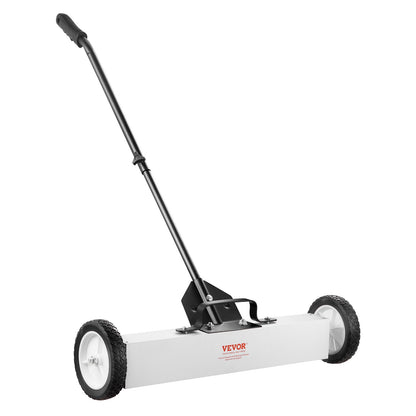 24-Inch Magnetic Sweeper with Wheels, 50 lbs Capacity, with Telescoping Magnetic Pickup Tool, Adjustable Handle, Magnetic Pickup Sweeper to Pick Up Nails and Screws, for Workshop, Garage, Yard