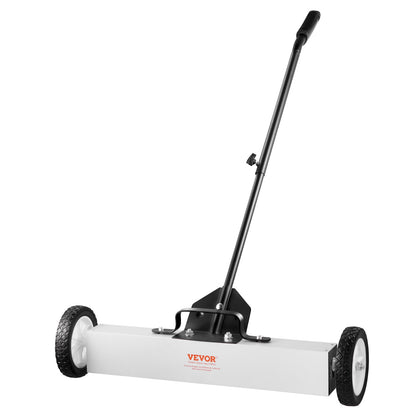 24-Inch Magnetic Sweeper with Wheels, 50 lbs Capacity, with Telescoping Magnetic Pickup Tool, Adjustable Handle, Magnetic Pickup Sweeper to Pick Up Nails and Screws, for Workshop, Garage, Yard