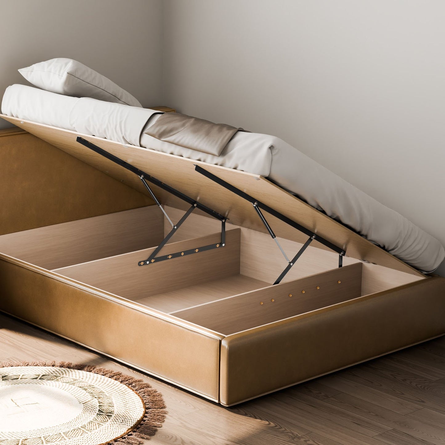 Bettlift, kompatible Bettgröße 59 x 79 Zoll, Tragkraft 265 lbs, DIY-Wandbett-Mechanik-Set Vertikal Deluxe, pneumatische Hebel-Hochleistungs-Bettstütze, klappbares Wandbett für Gästezimmer