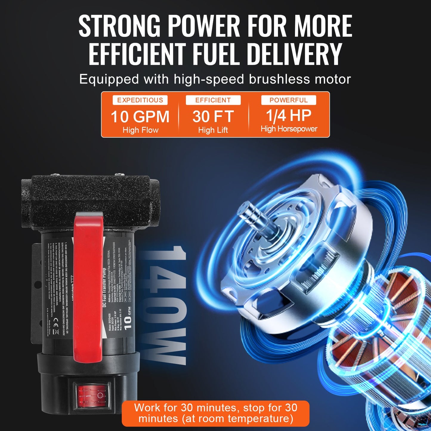 Hochdruckpumpe 12V 10 GPM 1/4 HK Dieselpumpe mit automatischer Bremspumpe