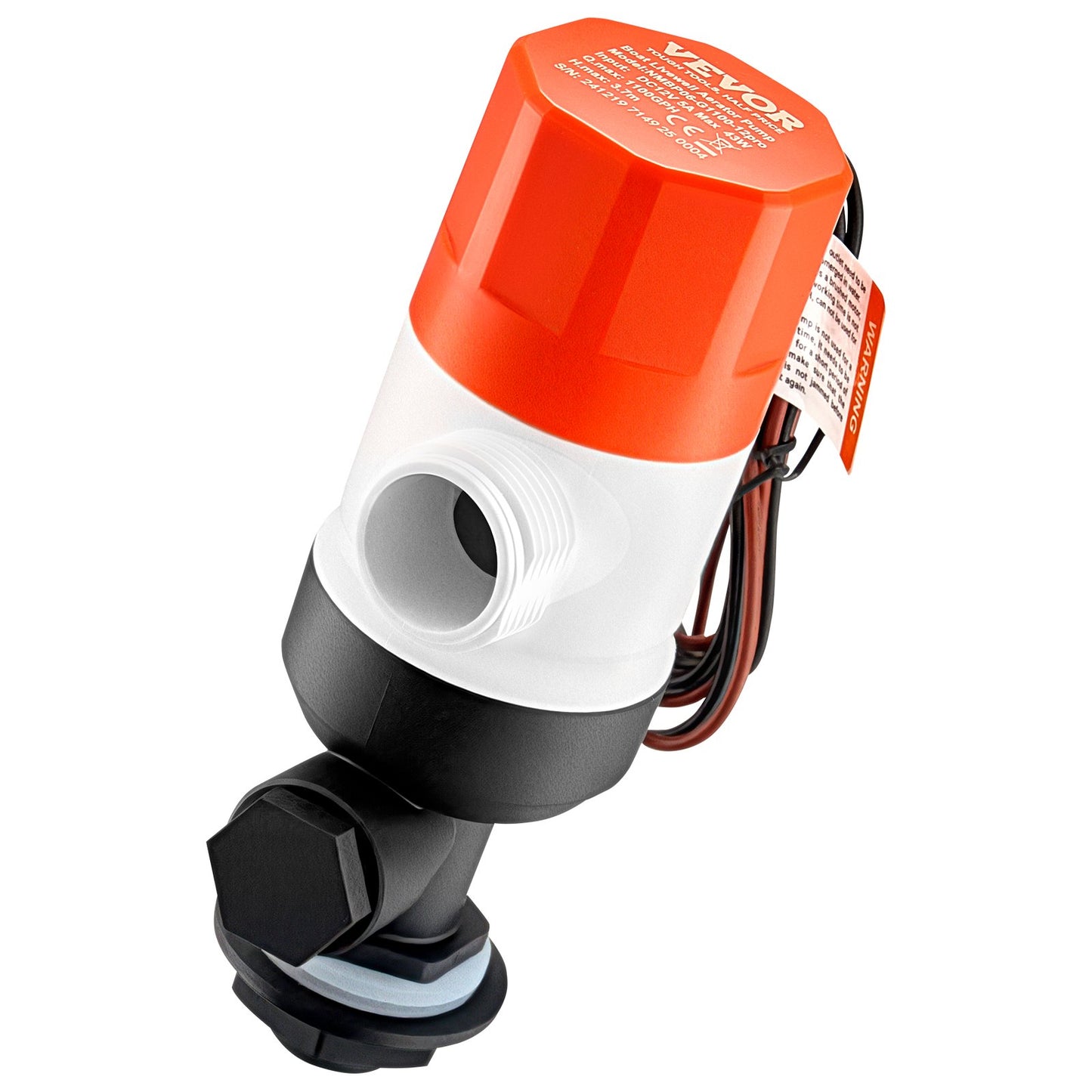 Lebendköderpumpe für Boote, 12 V, 69 l/min (1100 GPH), gerade Belüfterpumpe mit Doppeleinlass, ABA-Gehäuse und abnehmbarer Motorkartusche, korrosionsbeständige Lebendköder-/Köderbehälterpumpe für Süß- und Salzwasser