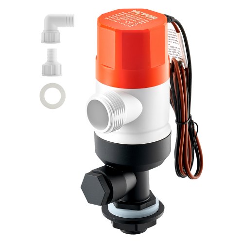 Lebendköderpumpe für Boote, 12 V, 32 l/min (500 GPH), gerade Belüfterpumpe mit zwei Einlässen, ABA-Gehäuse und abnehmbarer Motorkartusche, korrosionsbeständige Lebendköder-/Köderbehälterpumpe für Süß- und Salzwasser