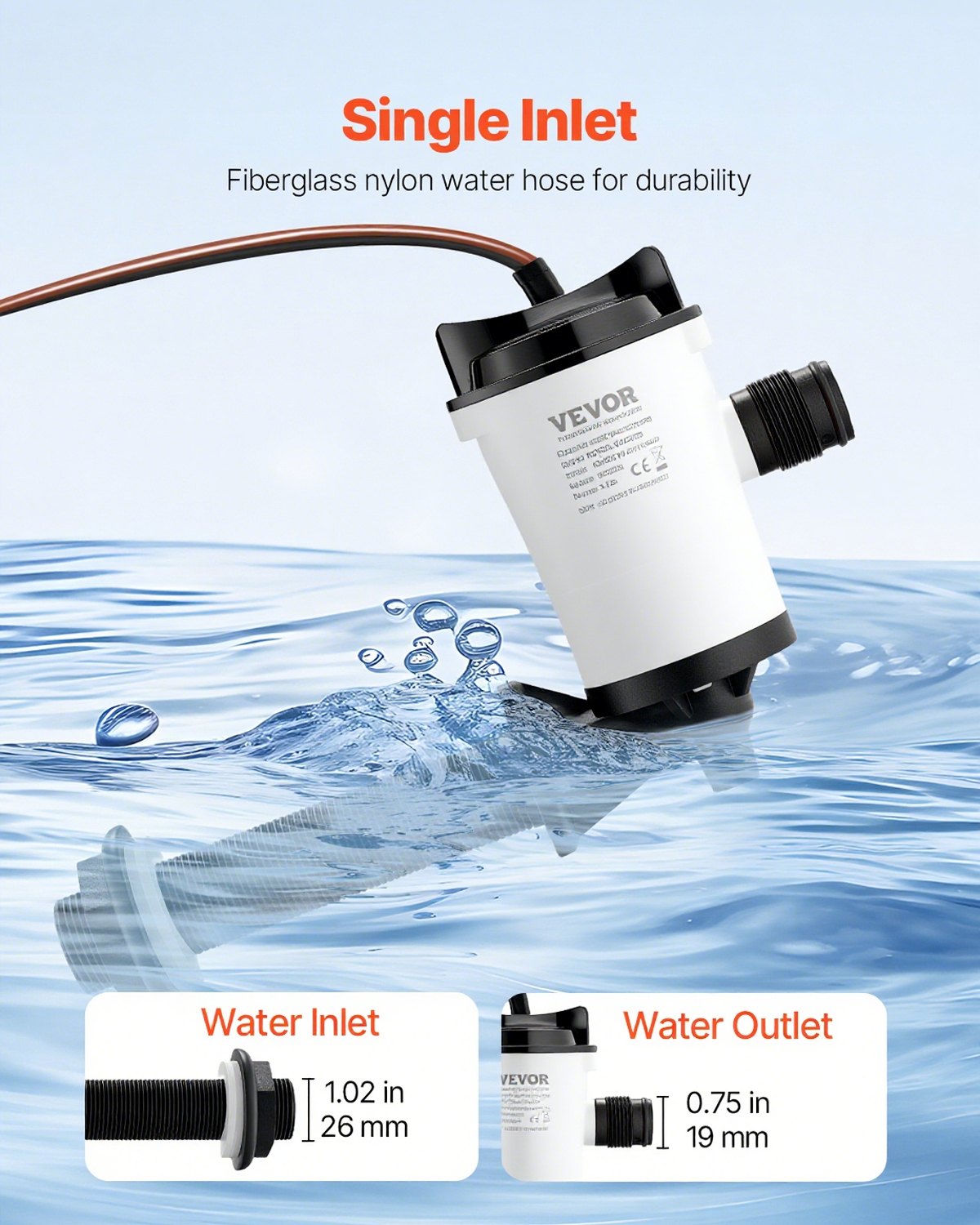 Lebendköderpumpe für Boote, 12 V, 50 l/min (800 GPH), Belüfterpumpe mit abnehmbarem Motor, 90°-Köderpumpen für Boote, korrosionsbeständige Tauchbelüfterpumpe, für Süß- und Salzwasser