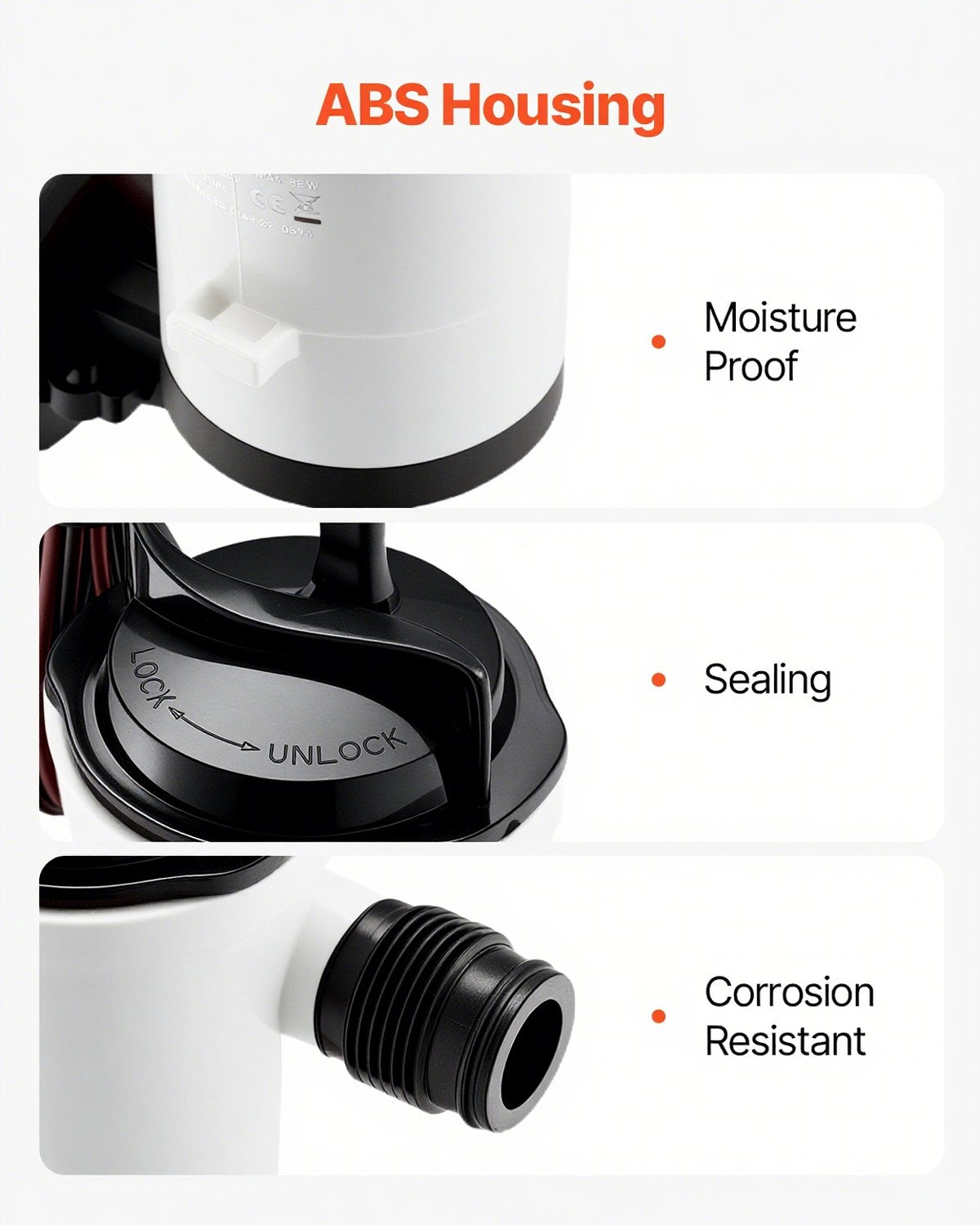 Lebendköderpumpe für Boote, 12 V, 50 l/min (800 GPH), Belüfterpumpe mit abnehmbarem Motor, 90°-Köderpumpen für Boote, korrosionsbeständige Tauchbelüfterpumpe, für Süß- und Salzwasser