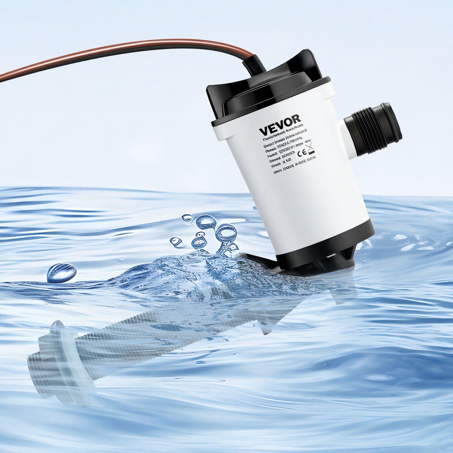 Lebendköderpumpe für Boote, 12 V, 50 l/min (800 GPH), Belüfterpumpe mit abnehmbarem Motor, 90°-Köderpumpen für Boote, korrosionsbeständige Tauchbelüfterpumpe, für Süß- und Salzwasser