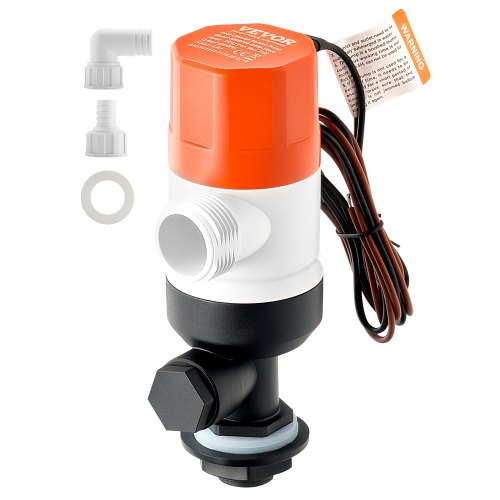 Lebendköderpumpe für Boote, 12 V, 50 l/min (800 GPH), gerade Belüfterpumpe mit Doppeleinlass, ABA-Gehäuse und abnehmbarer Motorkartusche, korrosionsbeständige Lebendköder-/Köderbehälterpumpe für Süß- und Salzwasser