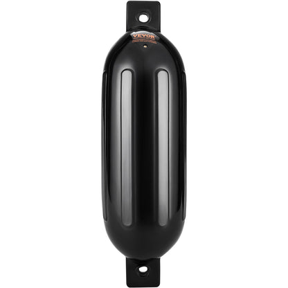 Boat Fenders, 14 cm x 51 cm Boat Bumpers for Docking, Inflatable Ribbed Fender with Center Holes, Marine Boat Dock Fender Bumper with Air Pump, 4 Needles and 4 Ropes and Storage Bag, Black