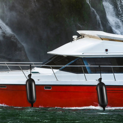 Boat Fenders Inflatable Ribbed Boat Bumpers for Docking 16.5 cm x 58.4 cm Black